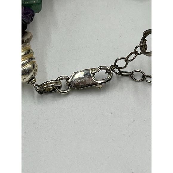 Sterling Silver 925 Multi-Strand Semiprecious Chip Bead Necklace 18” Gemstone - Picture 8 of 12